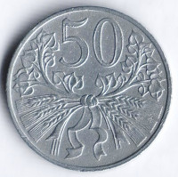 Монета 50 геллеров. 1943 год, Богемия и Моравия.