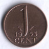 Монета 1 цент. 1953 год, Нидерланды.