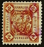 Почтовая марка (2 pf.). "Герб". 1893 год, Ханау (Германия).