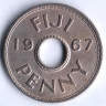Монета 1 пенни. 1967 год, Фиджи.