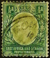 Почтовая марка (⅟₂  an.). "Король Эдуард VII". 1904 год, Протектораты Восточной Африки и Уганды.