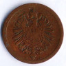 Монета 1 пфенниг. 1876 год (A), Германская империя.