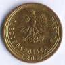 Монета 2 гроша. 2015(l) год, Польша.