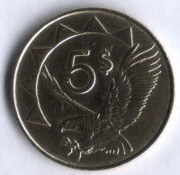Монета 5 долларов. 2012 год, Намибия.