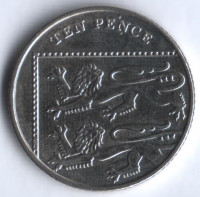 Монета 10 пенсов. 2013 год, Великобритания.