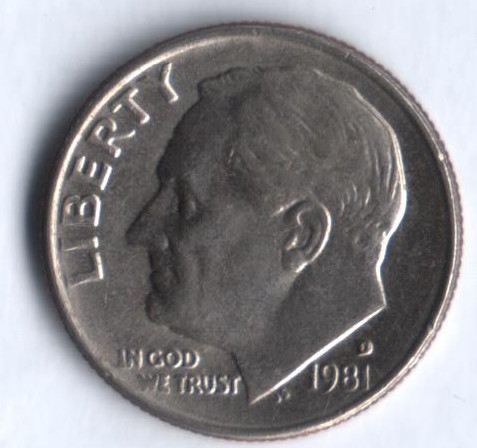 10 центов. 1981(D) год, США.