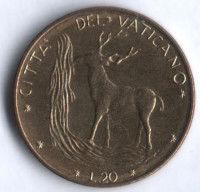 Монета 20 лир. 1977 год, Ватикан.
