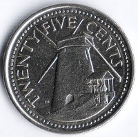 Монета 25 центов. 2011 год, Барбадос.