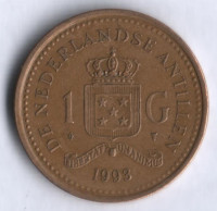 Монета 1 гульден. 1993 год, Нидерландские Антильские острова.