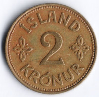 Монета 2 кроны. 1940 год, Исландия.