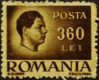 Марка почтовая (360 l.). "Король Михай I". 1946 год, Румыния.
