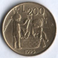 200 лир. 1995 год, Сан-Марино.