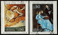Набор почтовых марок (2 шт.). "Итальянское искусство (2-я серия)". 1975 год, Италия.