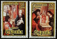 Набор почтовых марок (2 шт.). "Рождество-1981". 1981 год, Испания.