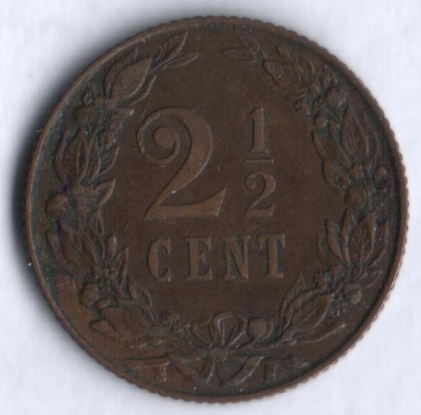 Монета 2-1/2 цента. 1906 год, Нидерланды.