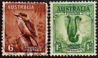 Набор почтовых марок (2 шт.). "Фауна Австралии". 1937 год, Австралия.