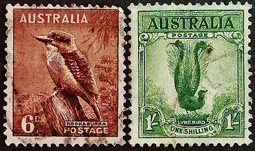 Набор почтовых марок (2 шт.). "Фауна Австралии". 1937 год, Австралия.