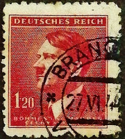 Почтовая марка (1,2 kr.). "Адольф Гитлер". 1942 год, Богемия и Моравия.
