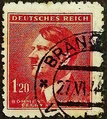 Почтовая марка (1,2 kr.). "Адольф Гитлер". 1942 год, Богемия и Моравия.