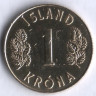 Монета 1 крона. 1974 год, Исландия.