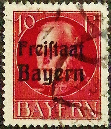 Почтовая марка (10 pf.). "Король Людвиг III ("Freistaat")". 1919 год, Бавария.