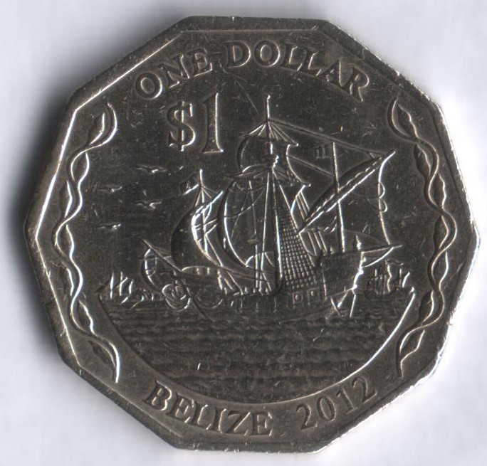 Монета 1 доллар. 2012 год, Белиз.