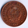 Монета 1 сентаво. 1890 год, Аргентина.