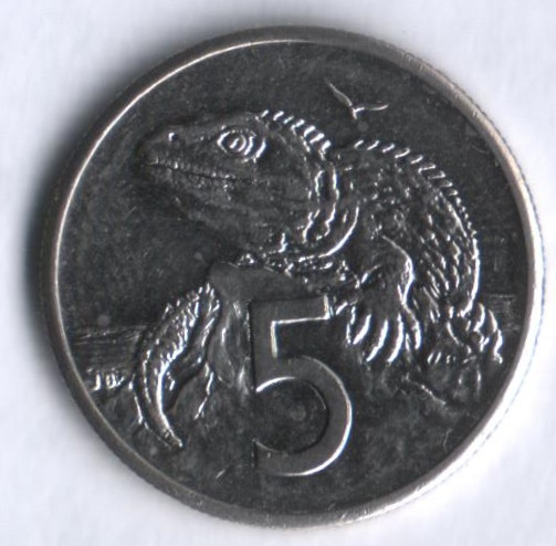 Монета 5 центов. 1989 год, Новая Зеландия.