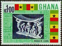 Марка почтовая (1 c.). "Церемониальный трон вождя". 1967 год, Гана.