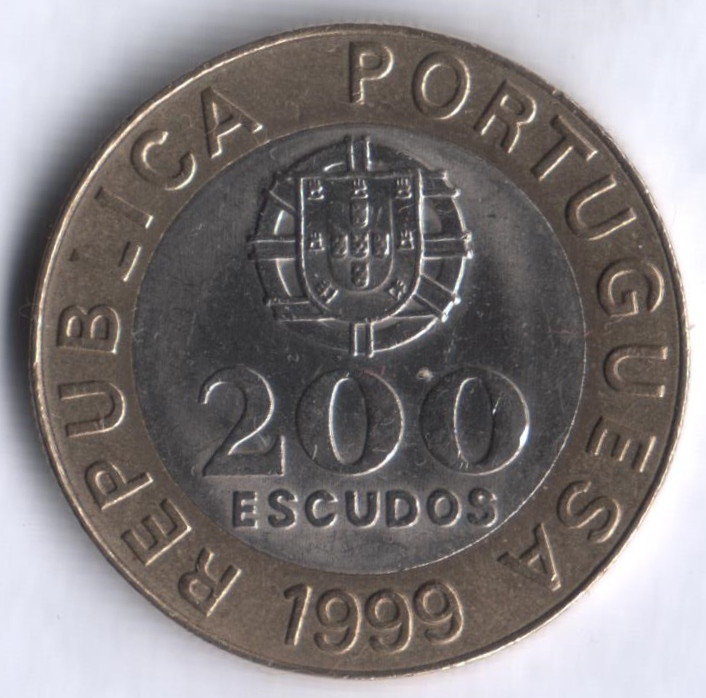 Монета 200 эскудо. 1999 год, Португалия.