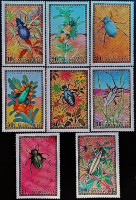 Набор марок (8 шт.). "Жуки". 1972 год, Монголия.