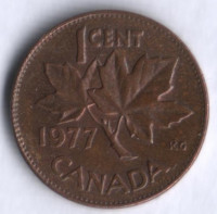 Монета 1 цент. 1977 год, Канада.