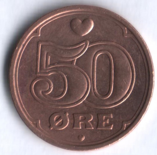 Монета 50 эре. 2003 год, Дания.