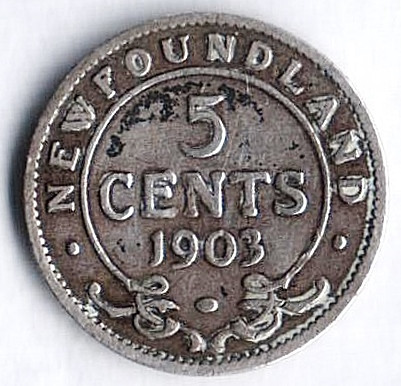Монета 5 центов. 1903 год, Ньюфаундленд.