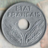 Монета 20 сантимов. 1942 год, Франция.