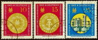 Набор почтовых марок (3 шт.). "Лейпцигская весенняя ярмарка". 1965 год, ГДР.