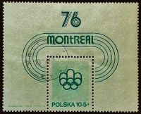 Мини-блок. "Летние Олимпийские игры - Монреаль`1976". 1975 год, Польша.