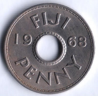 Монета 1 пенни. 1968 год, Фиджи.