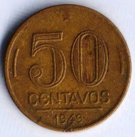 Монета 50 сентаво. 1949 год, Бразилия.