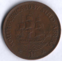 1 пенни. 1937 год, Южная Африка.