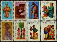 Набор почтовых марок (8 шт.). "Народное творчество". 1969 год, Польша.