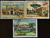 Набор почтовых марок (3 шт.). "Итальянские виллы". 1981 год, Италия.
