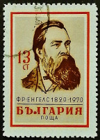 Почтовая марка. "150 лет со дня рождения Фридриха Энгельса". 1970 год, Болгария.