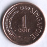 1 цент. 1969 год, Сингапур.