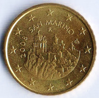 Монета 50 центов. 2008 год, Сан-Марино.