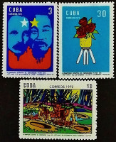 Набор марок (3 шт.). "Конференция против войны во Вьетнаме". 1972 год, Куба.