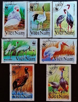Набор почтовых марок (7 шт.). "Журавли (II)". 1991 год, Вьетнам.