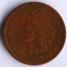 Монета 1 цент. 1880 год, США.