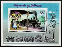 Мини-блок. "Железные дороги 1895-1905". 1973 год, Либерия.