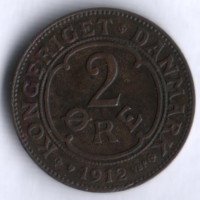 Монета 2 эре. 1912 год, Дания. VBP;GJ.
